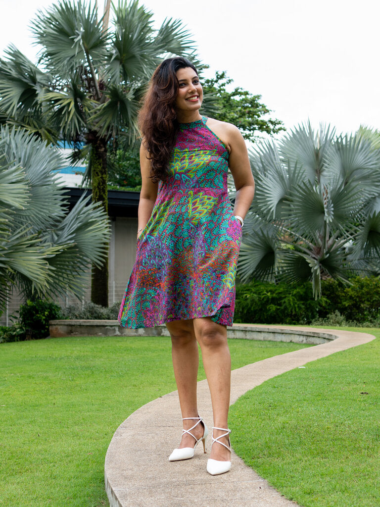 Peru Women's Halter Dress in Muslin Cotton