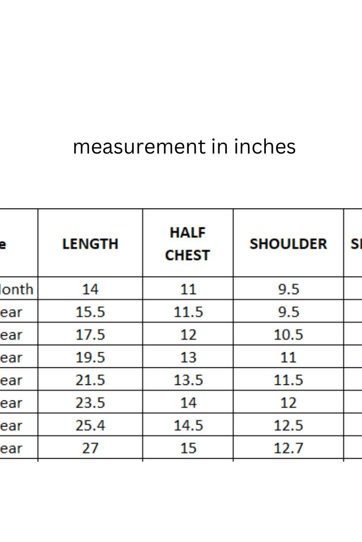 size chart Pineapple punch cotton kurta
