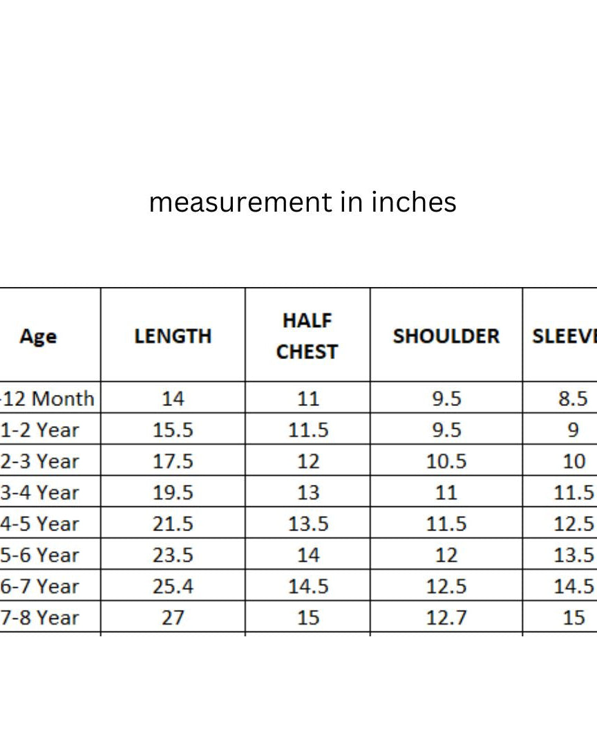size chart Pineapple punch cotton kurta