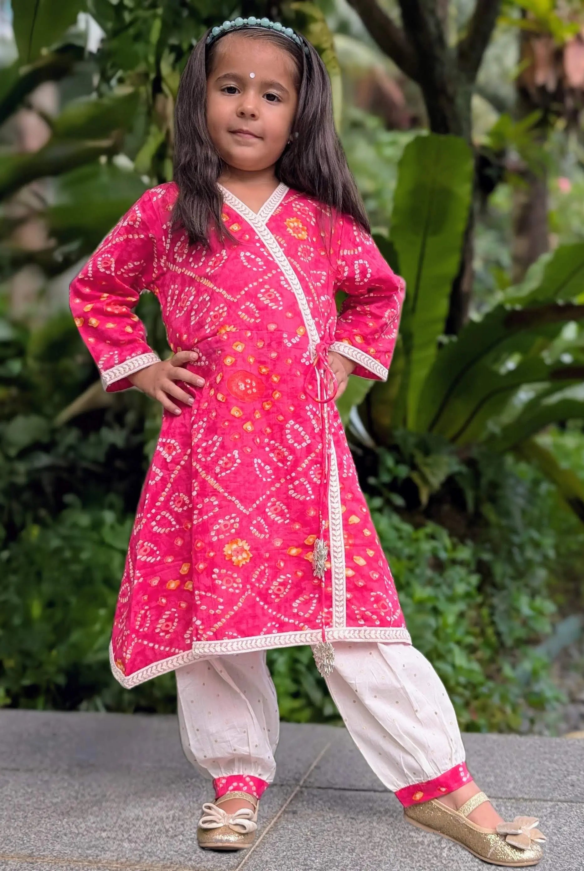 Radha Pink Bandhani Angarkha