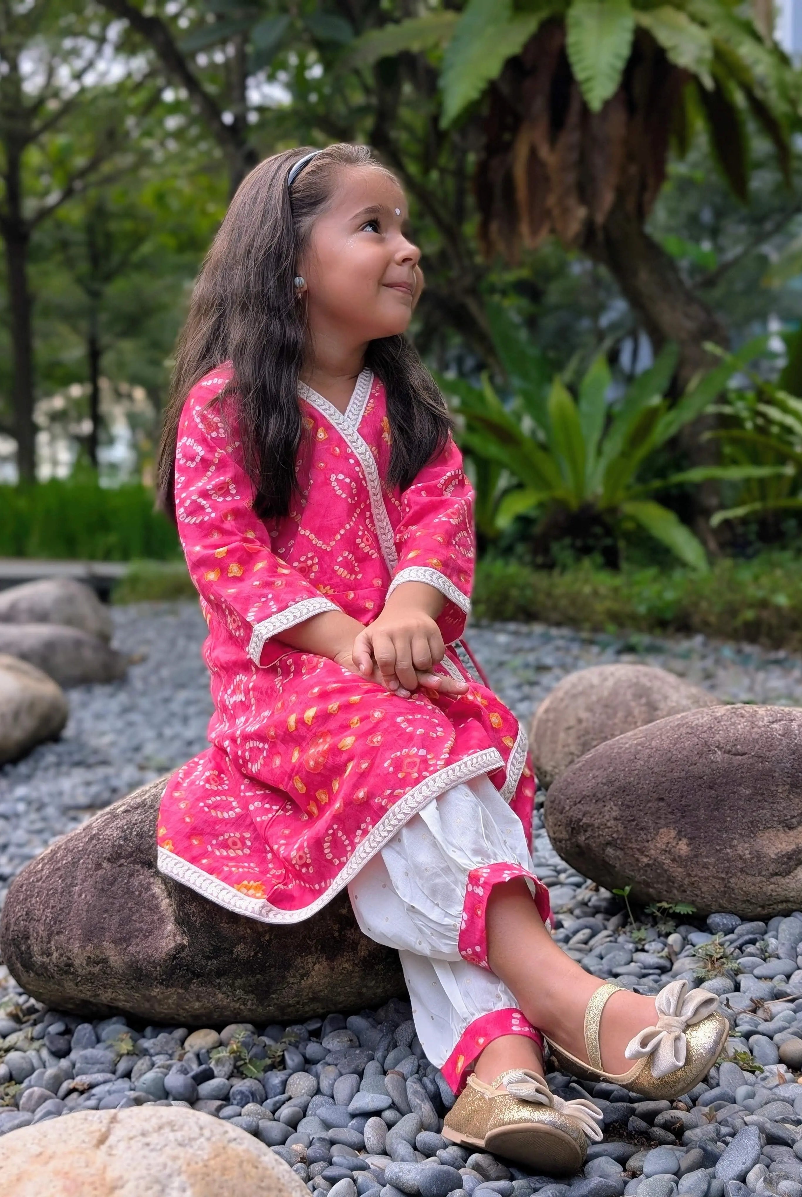 Radha Pink Bandhani Angarkha