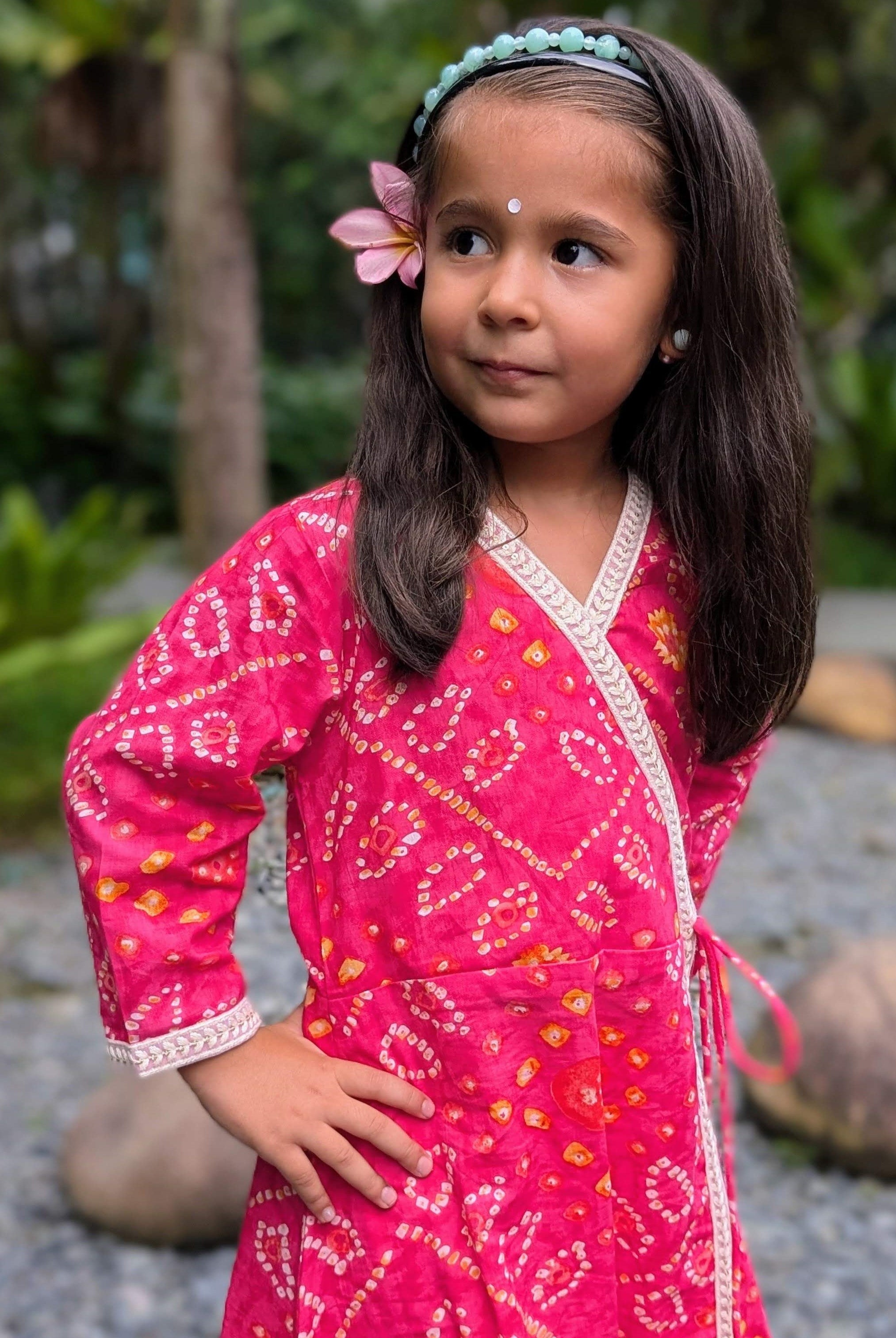 Radha Pink Bandhani Angarkha