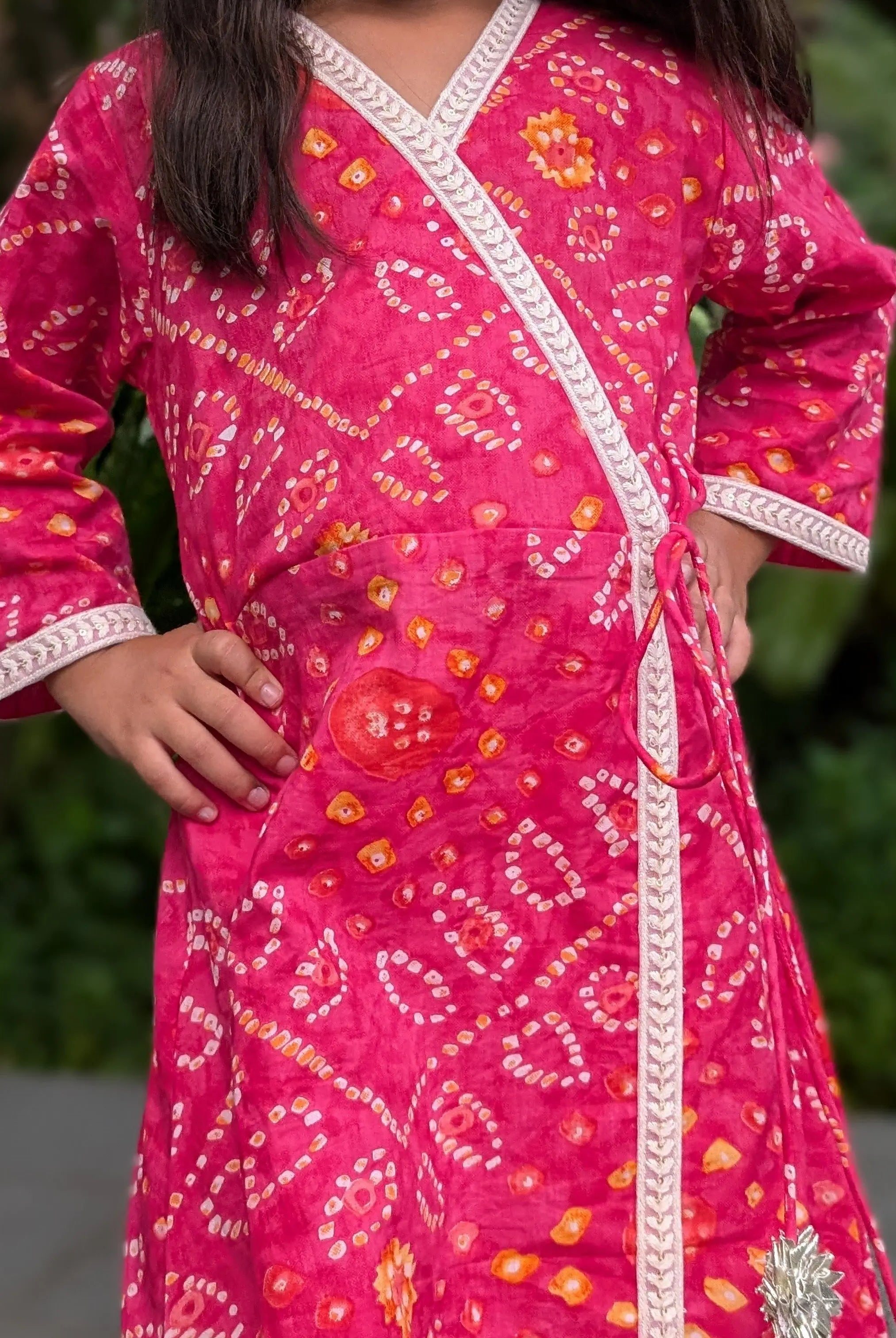 Radha Pink Bandhani Angarkha