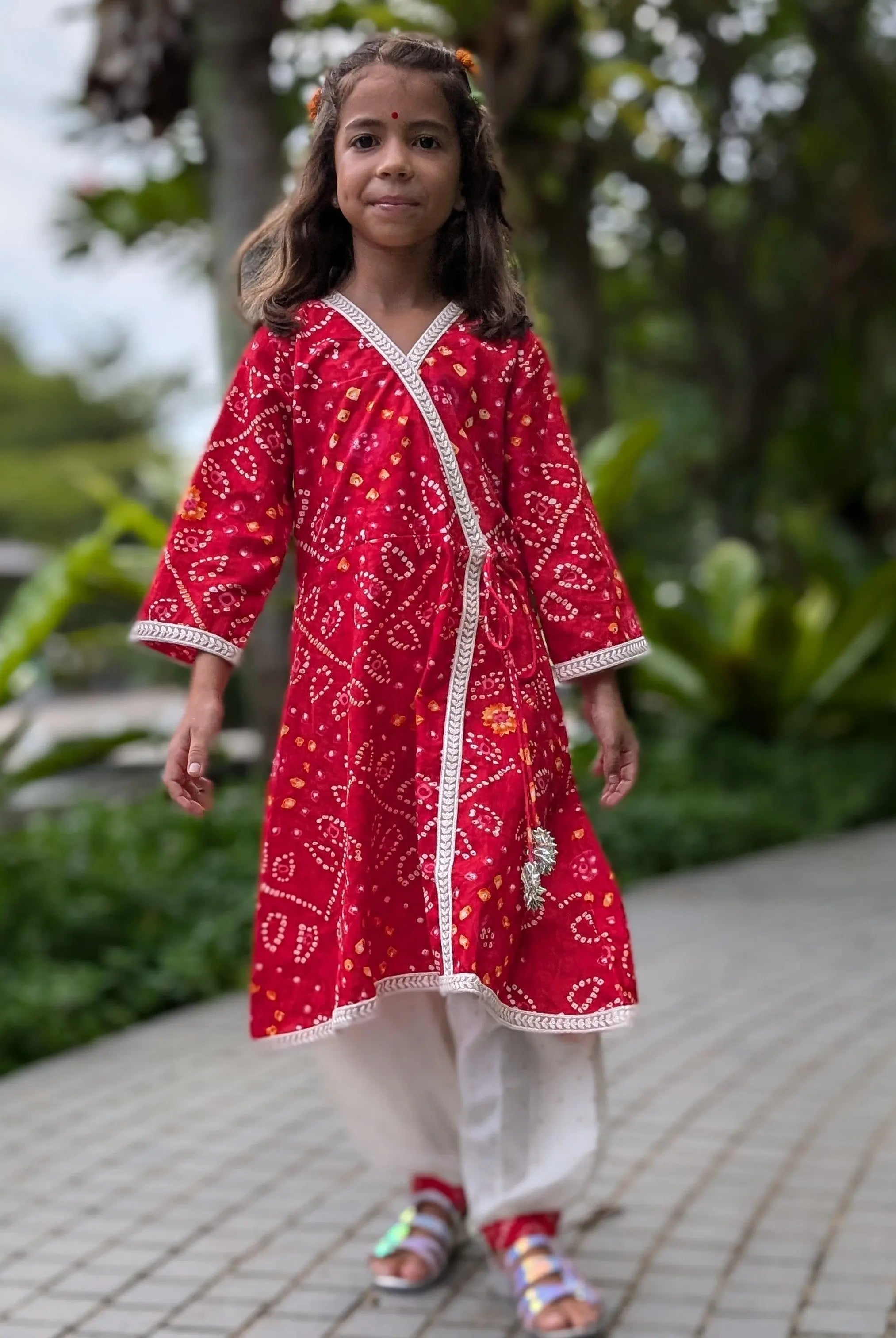 Radha Red Bandhani Angarkha