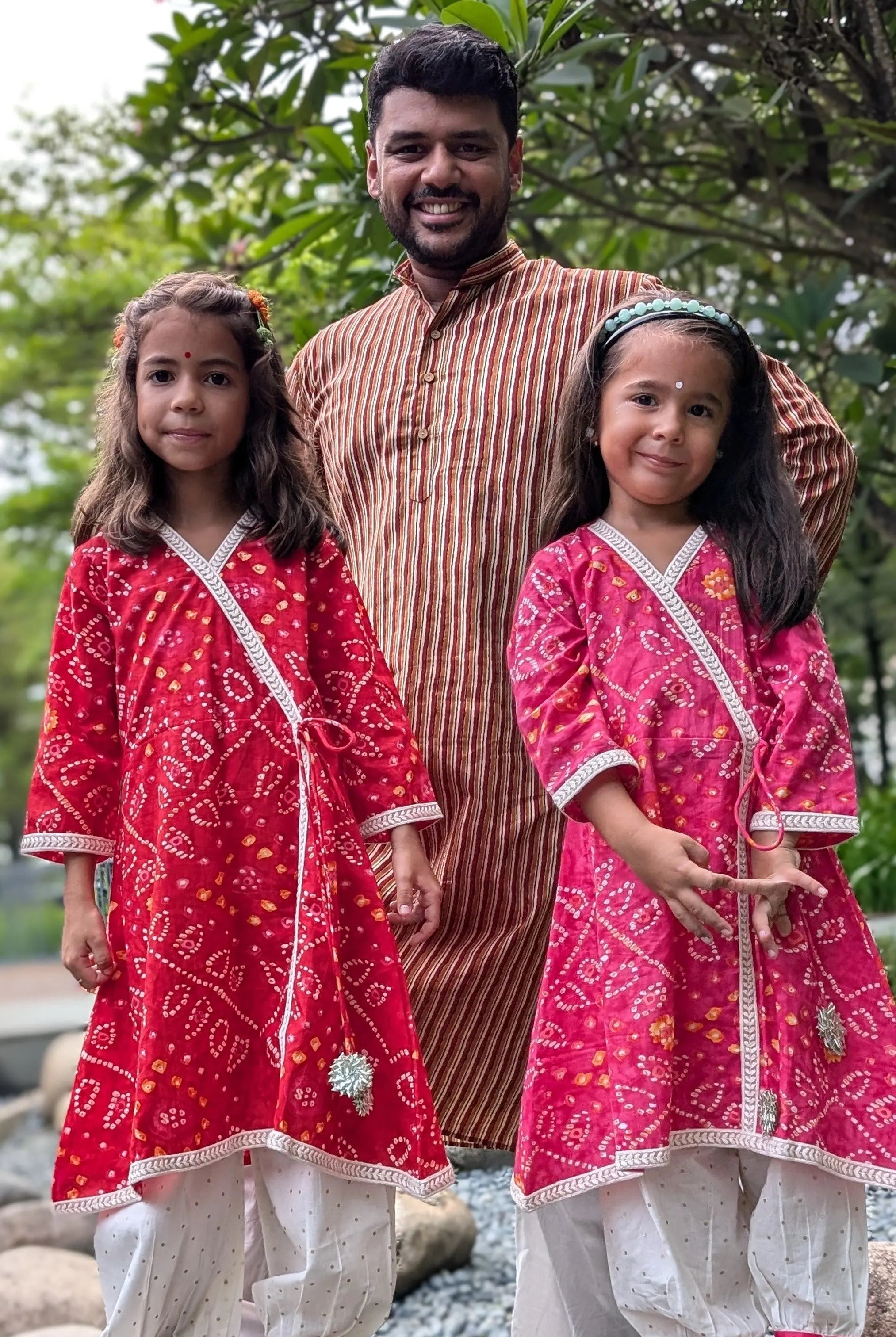 Radha Red Bandhani Angarkha Nimbu