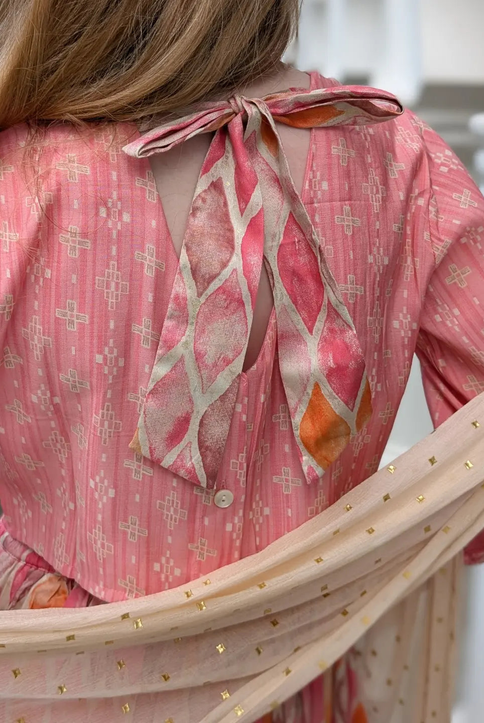 Rooh Pink Girls Lehenga Choli Set with Dupatta in Muslin Cotton Nimbu