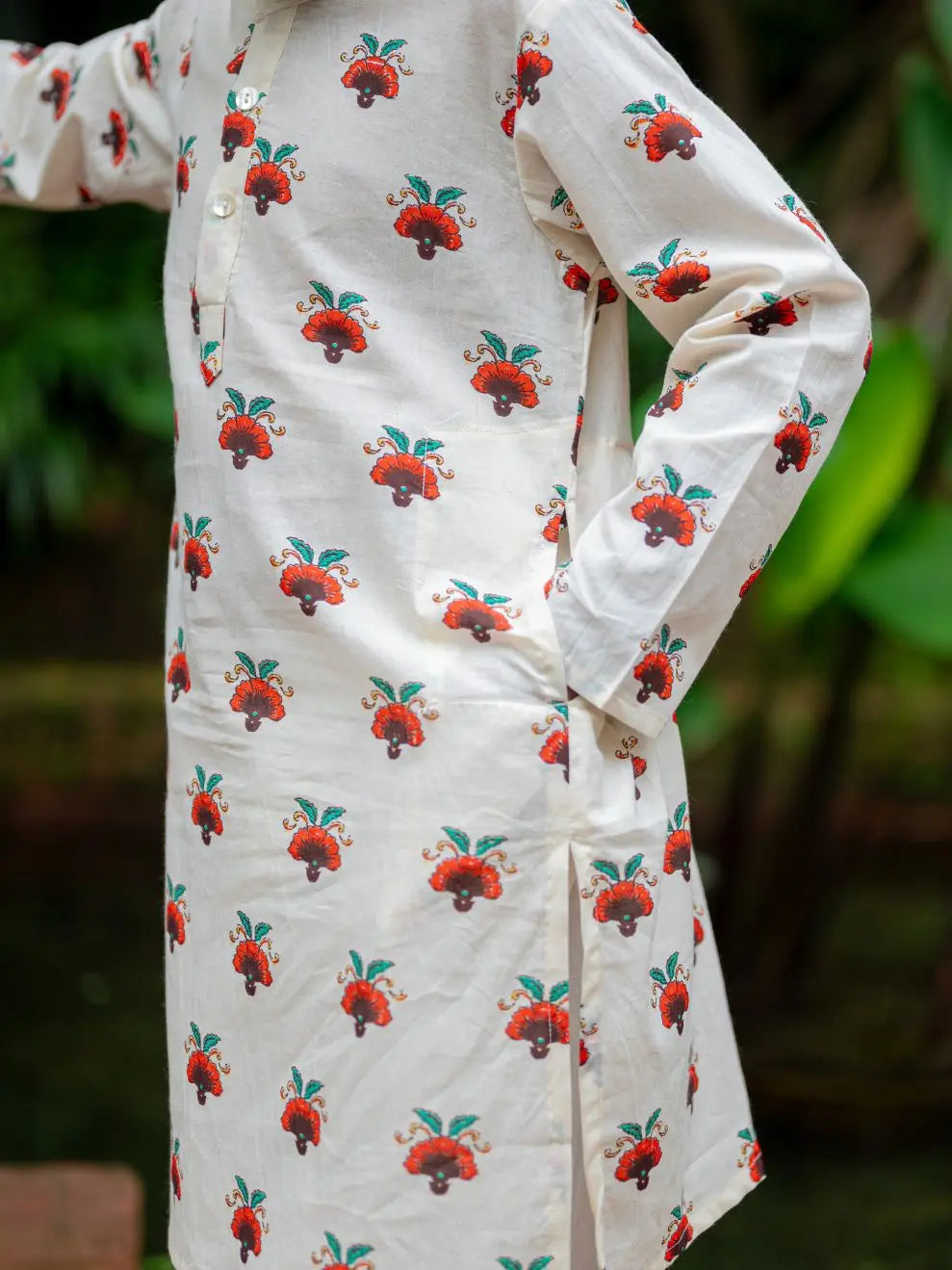 Rosa Boys Cotton Kurta Pajama Set in Off White Nimbu