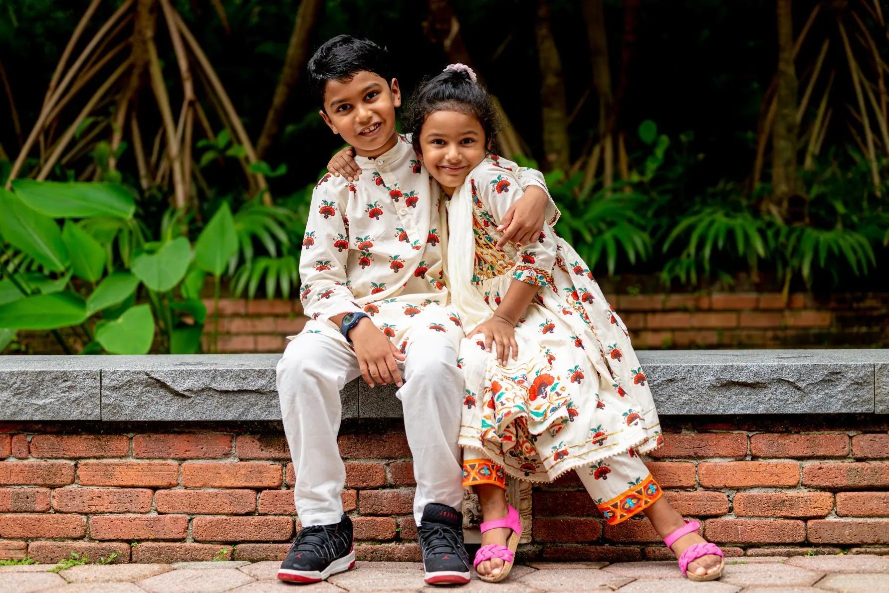 Rosa Boys Cotton Kurta Pajama Set in Off White Nimbu