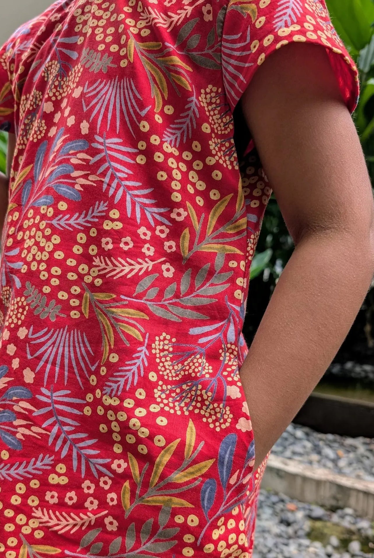 Ruby Blossom Girls Cotton Cheongsam Dress in Red Floral Nimbu