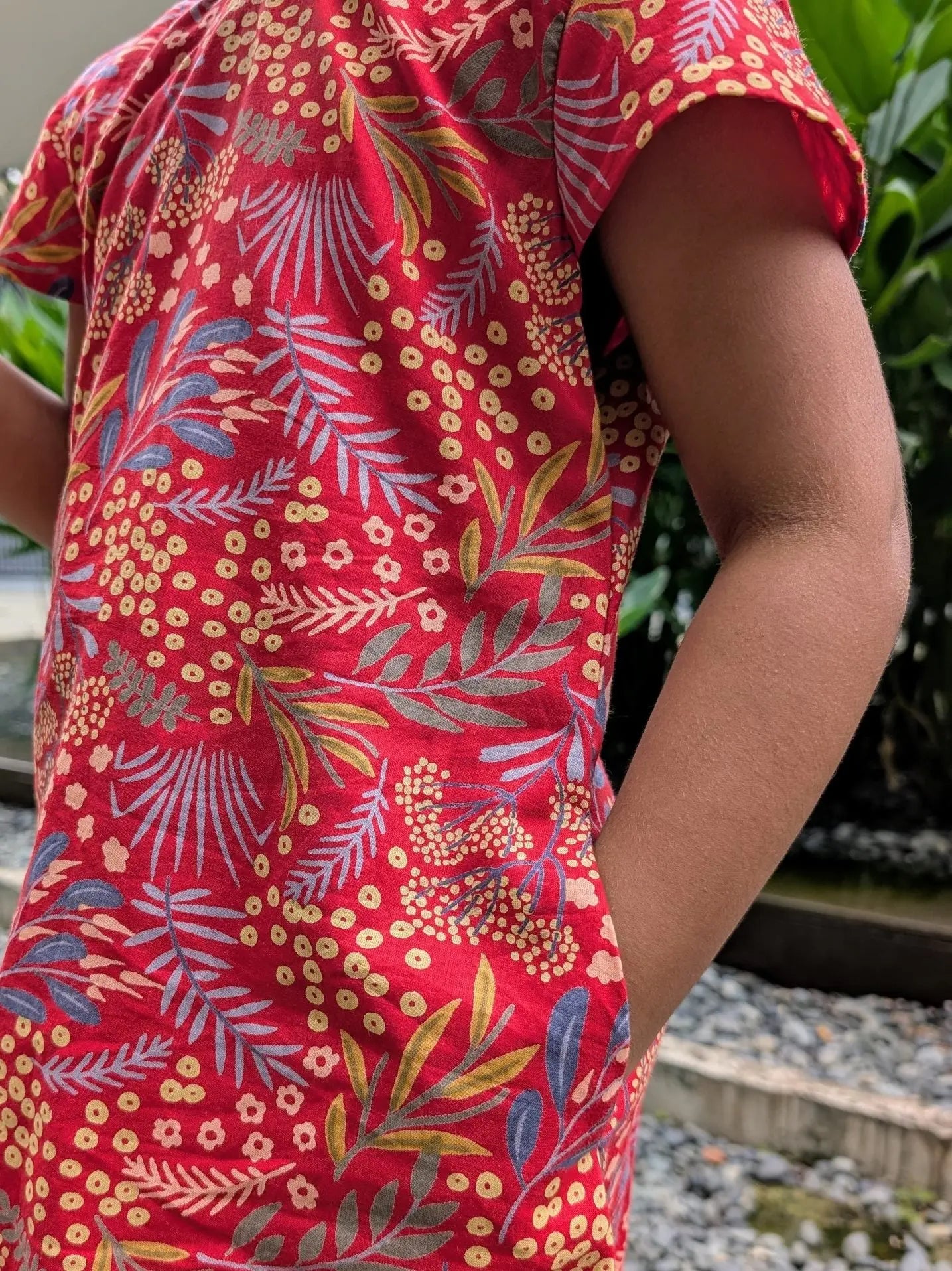 Ruby Blossom Girls Cotton Cheongsam Dress in Red Floral Nimbu