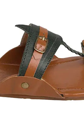 Olive Tan Boys' Kolhapuri Sandals Pretty Random Design