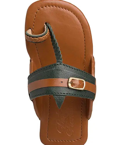 Olive Tan Boys' Kolhapuri Sandals Pretty Random Design