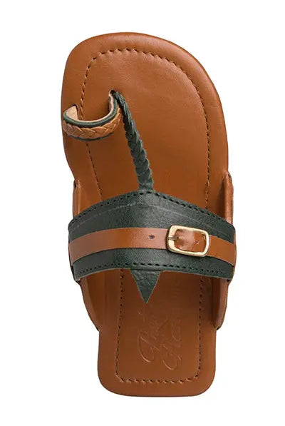 Olive Tan Boys' Kolhapuri Sandals Pretty Random Design