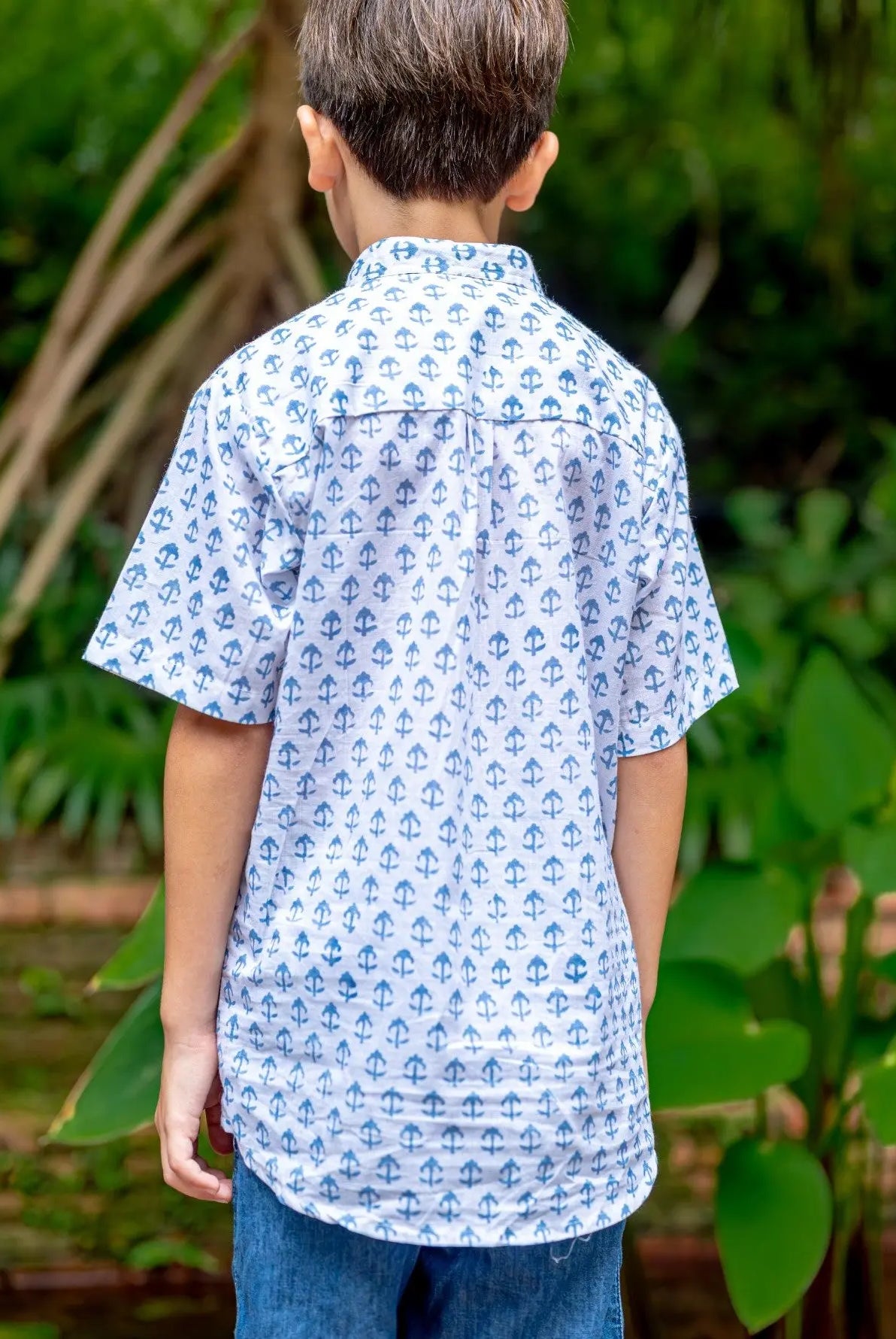 Sasha White Anchor Kids Shirts in Cotton Nimbu