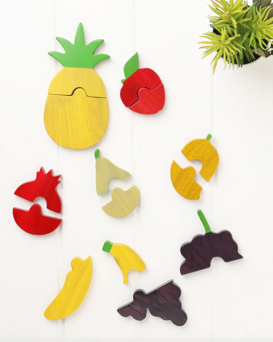 Ariro Toys Montessori Wooden Fruit Puzzle - Nimbu Kids
