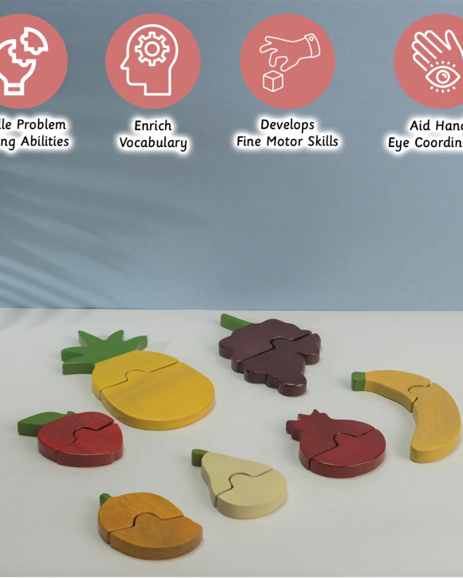 Ariro Toys Montessori Wooden Fruit Puzzle - Nimbu Kids