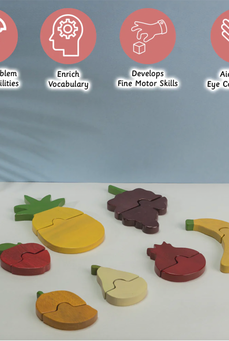 Ariro Toys Montessori Wooden Fruit Puzzle - Nimbu Kids