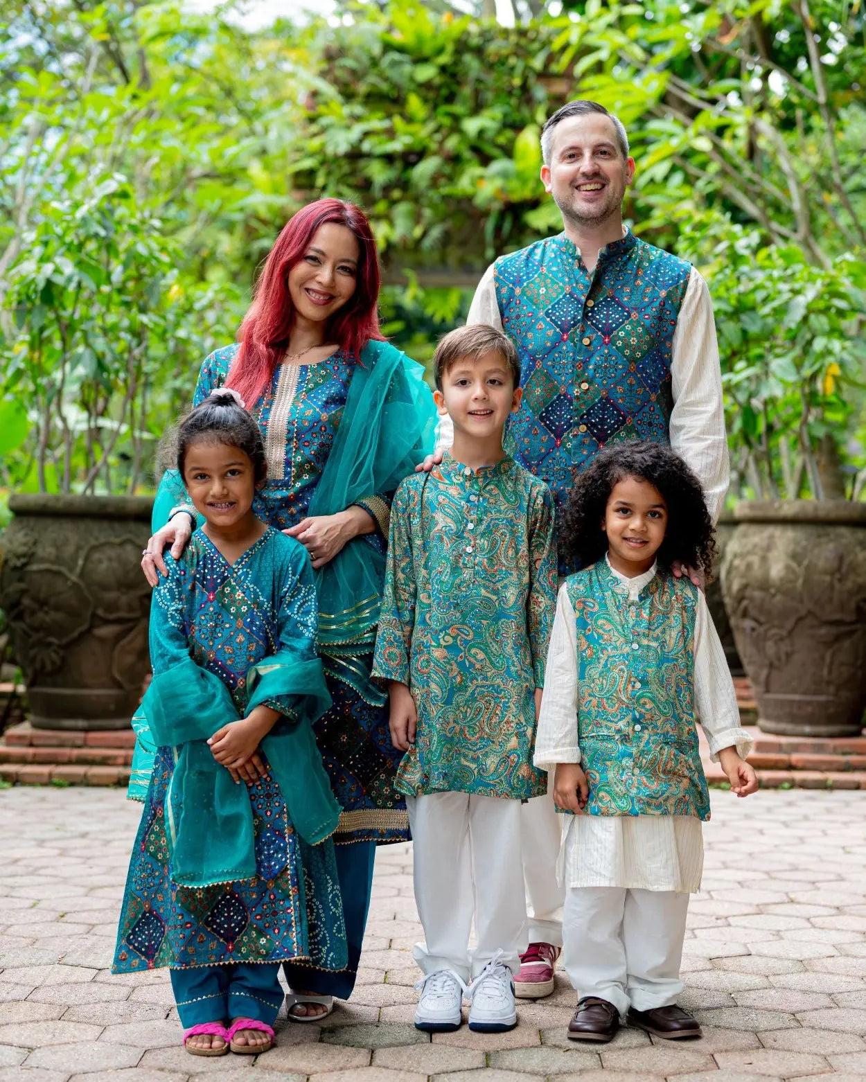 Shan Green Girls Angrakha Kurti Pant with Dupatta Set in Muslin Cotton Nimbu