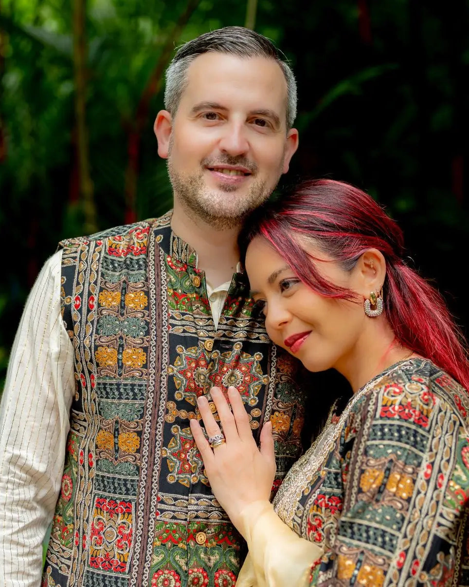 Shan Black women's 3pc Kurta set with Dupatta in Muslin Cotton Nimbu