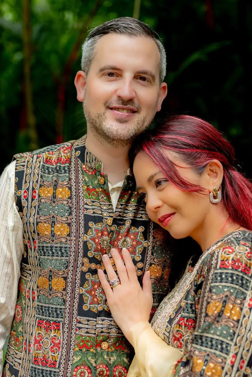 Shan Black women's 3pc Kurta set with Dupatta in Muslin Cotton Nimbu