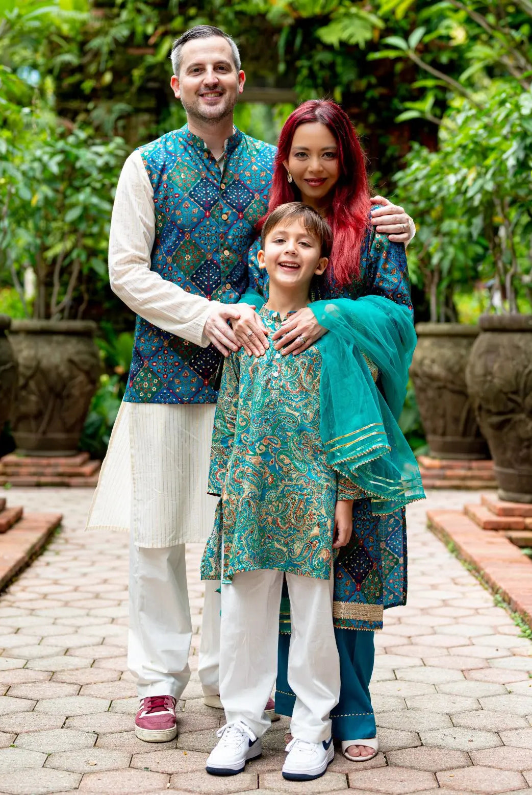 Shan Boys Muslin Cotton Kurta Pajama in Green Paisley Nimbu