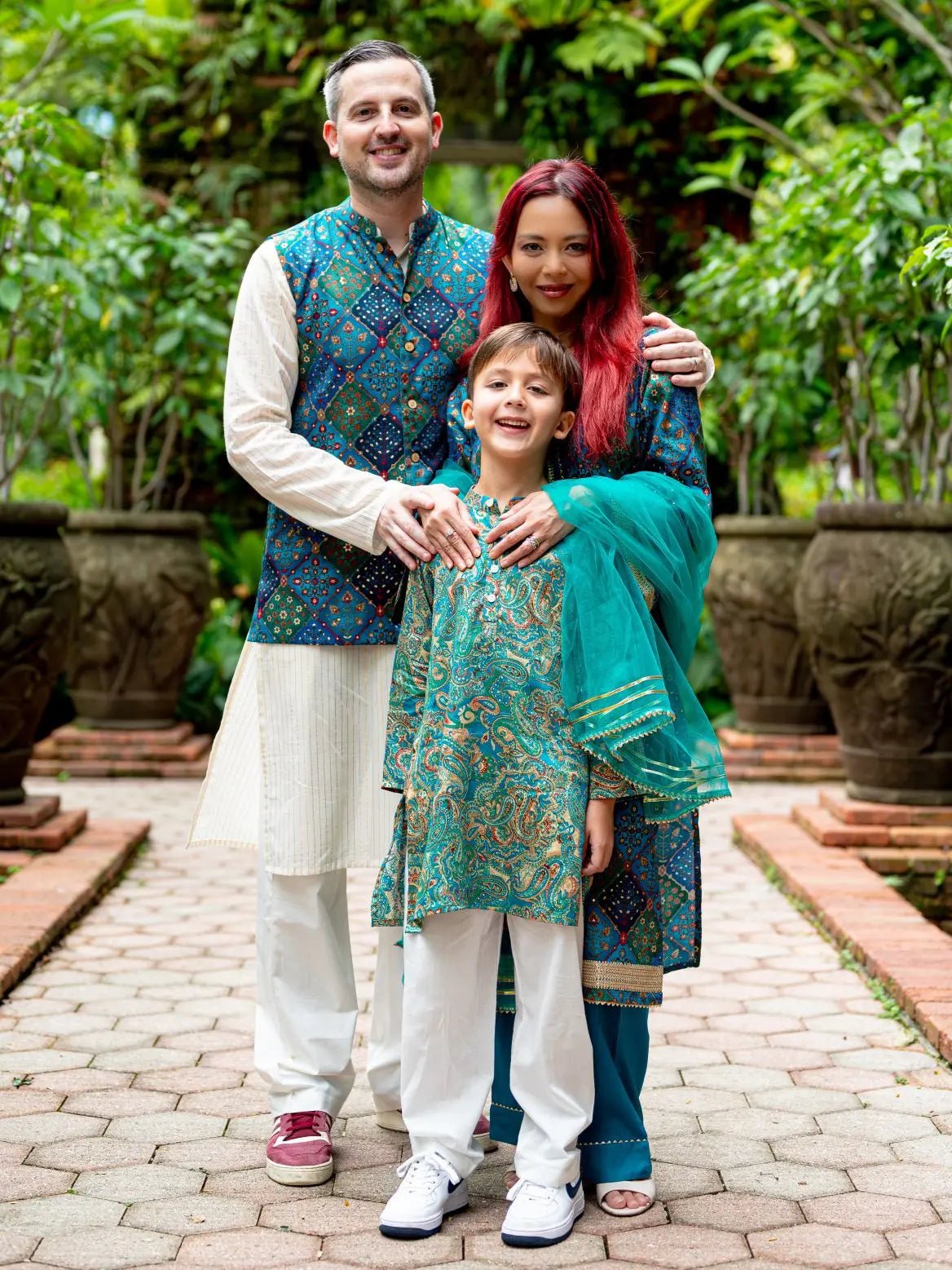 Shan Boys Muslin Cotton Kurta Pajama in Green Paisley Nimbu