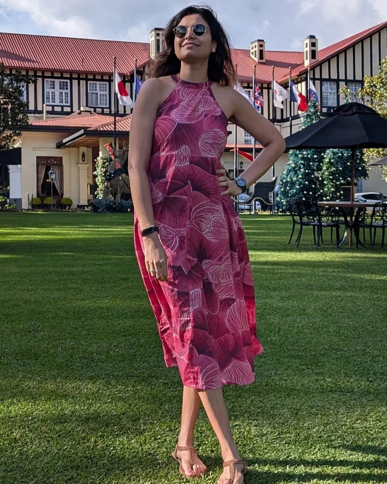 Siena Pink Halter Dress for Women in Muslin Cotton Nimbu