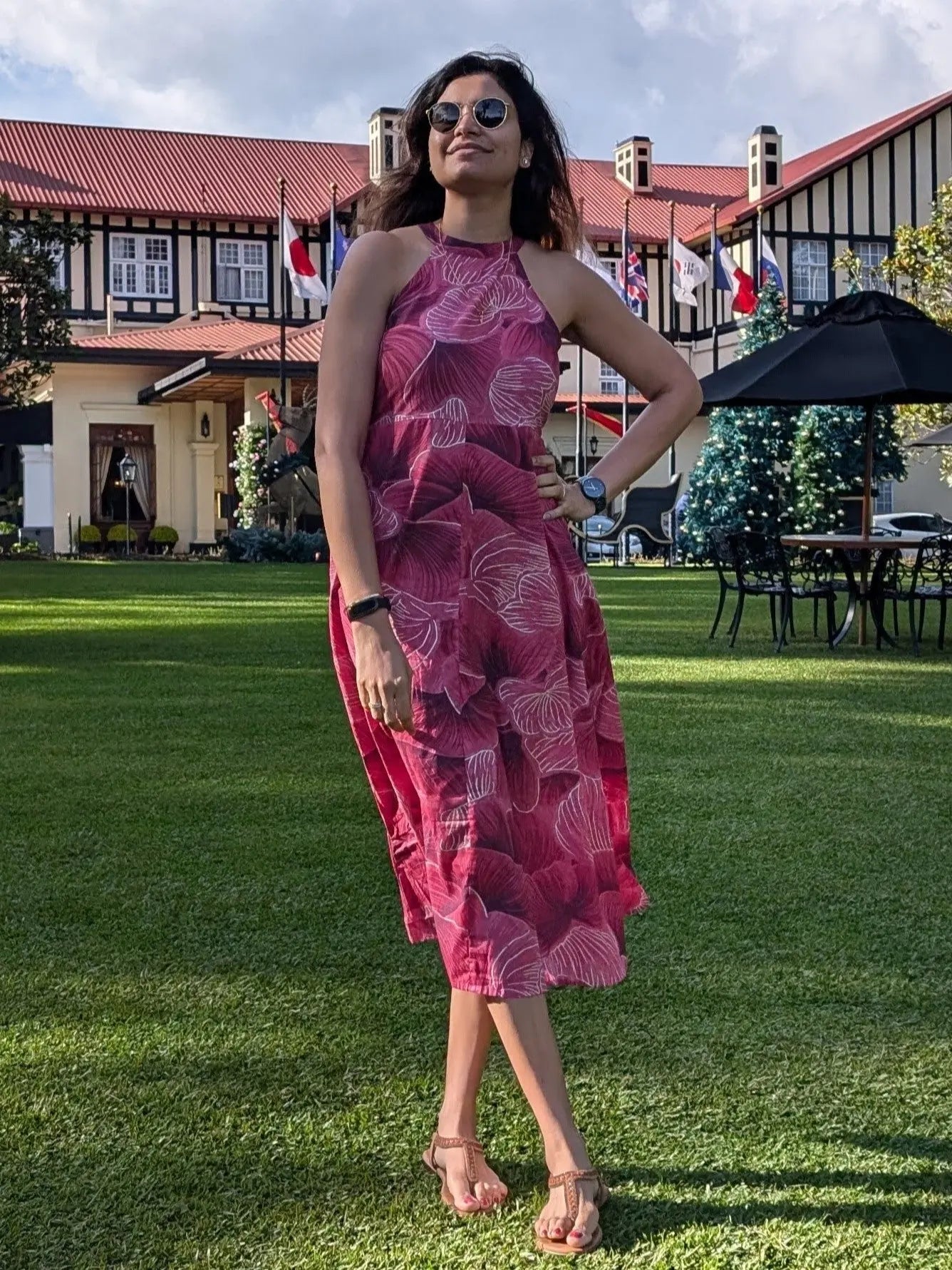 Siena Pink Halter Dress for Women in Muslin Cotton Nimbu