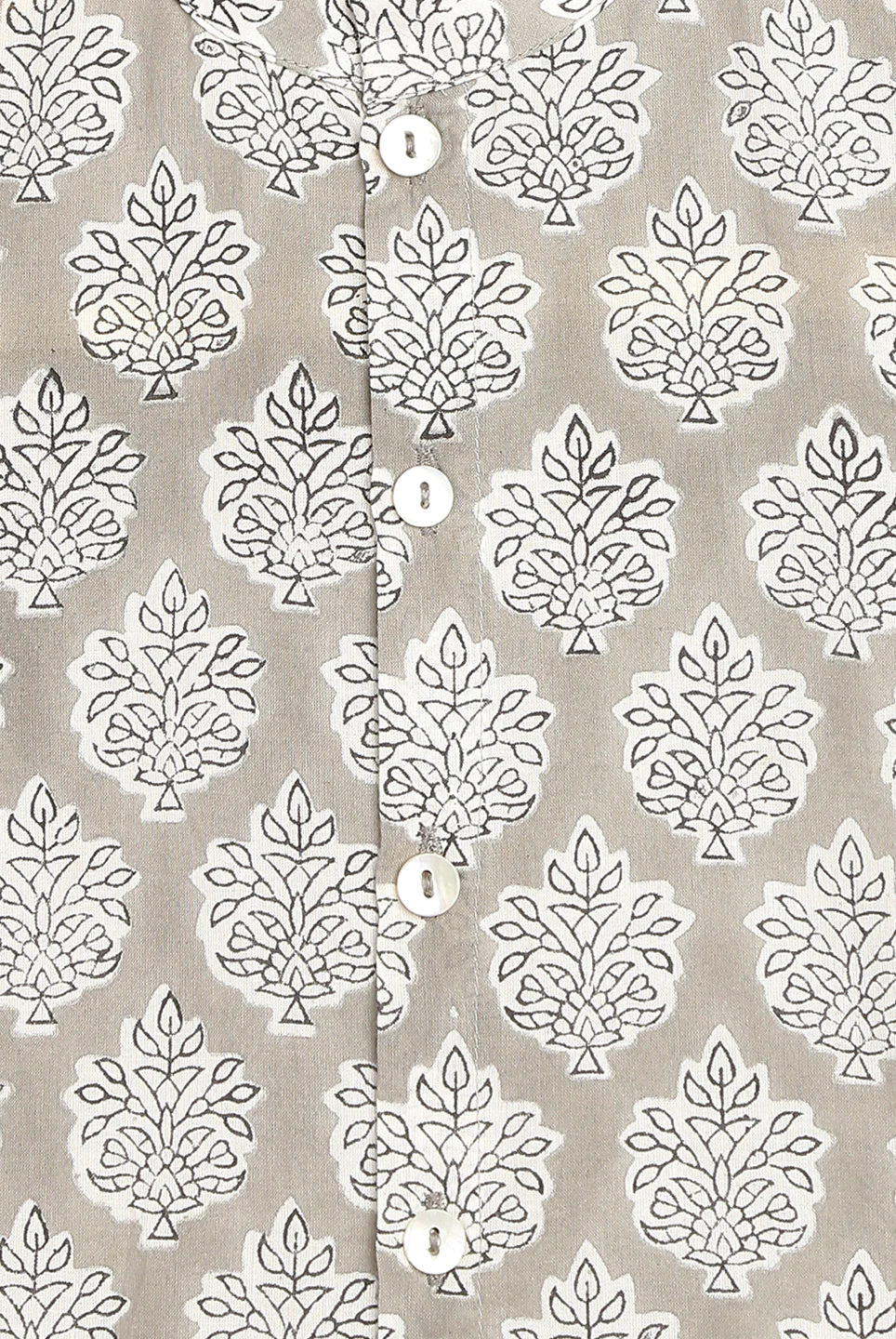 Boys Grey Printed Floral Bundi Kurta Set