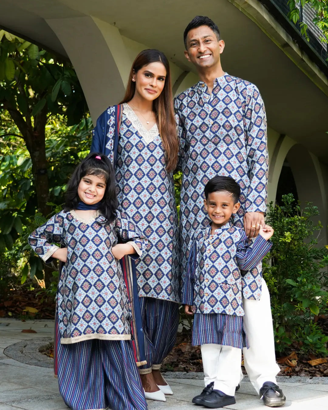 Tara Blue Girls Choga Style Kurta & Palazzo Set in Muslin Cotton Nimbu