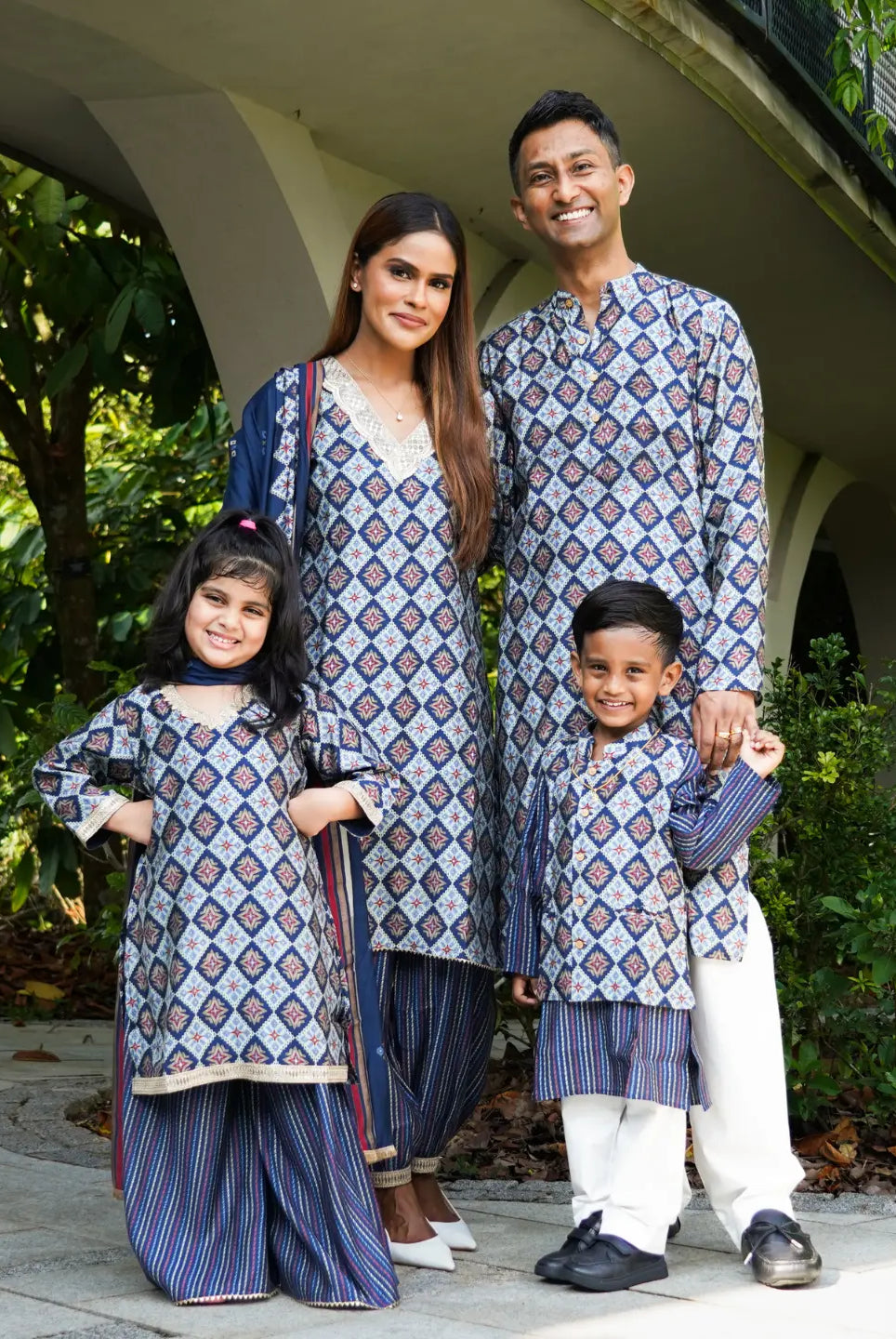 Tara Blue Girls Choga Style Kurta & Palazzo Set in Muslin Cotton Nimbu