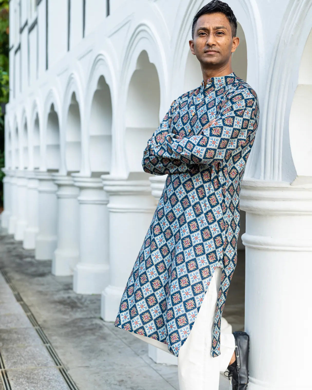 Tara Blue Men's Kurta Pajama Set in Muslin Cotton Nimbu