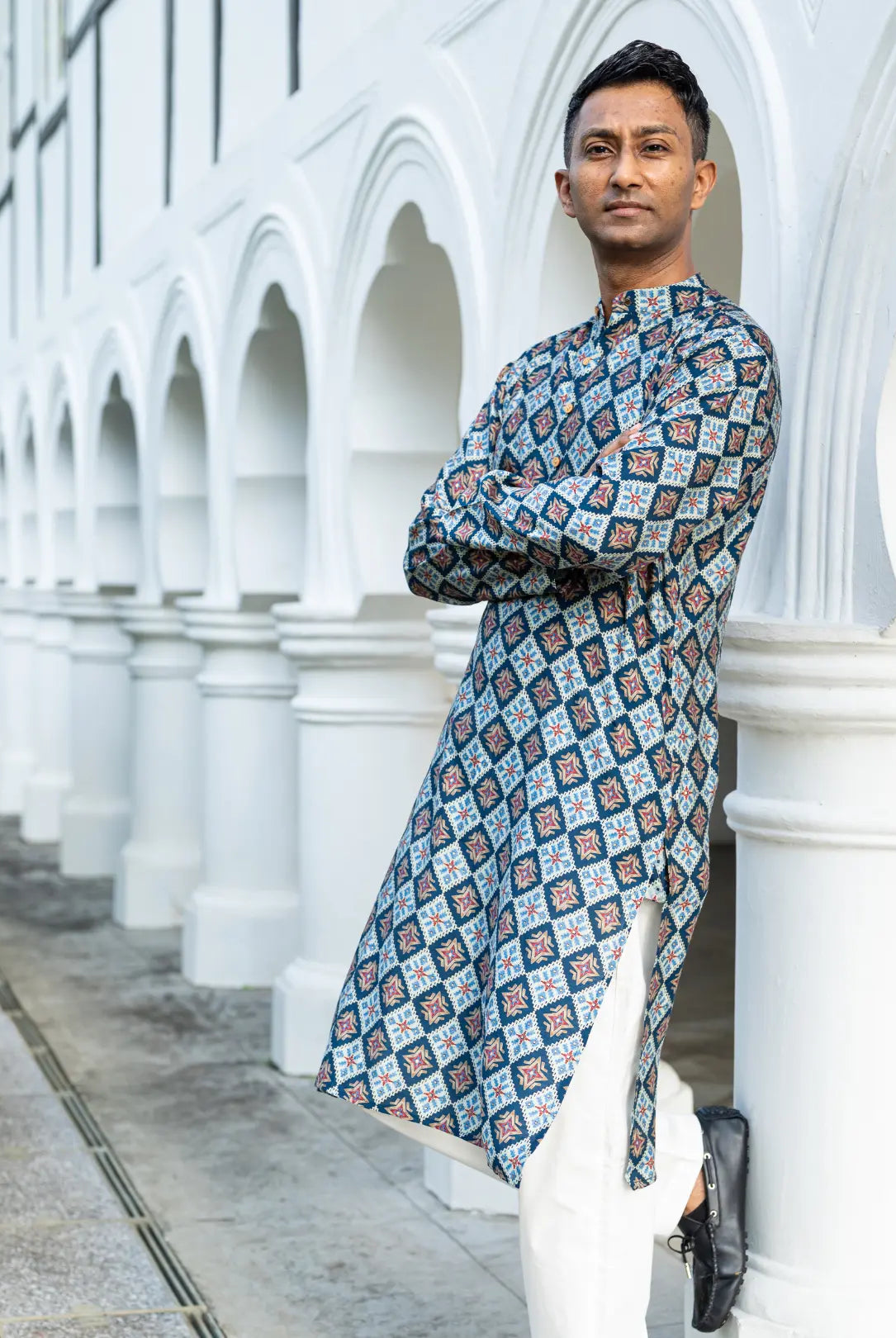 Tara Blue Men's Kurta Pajama Set in Muslin Cotton Nimbu