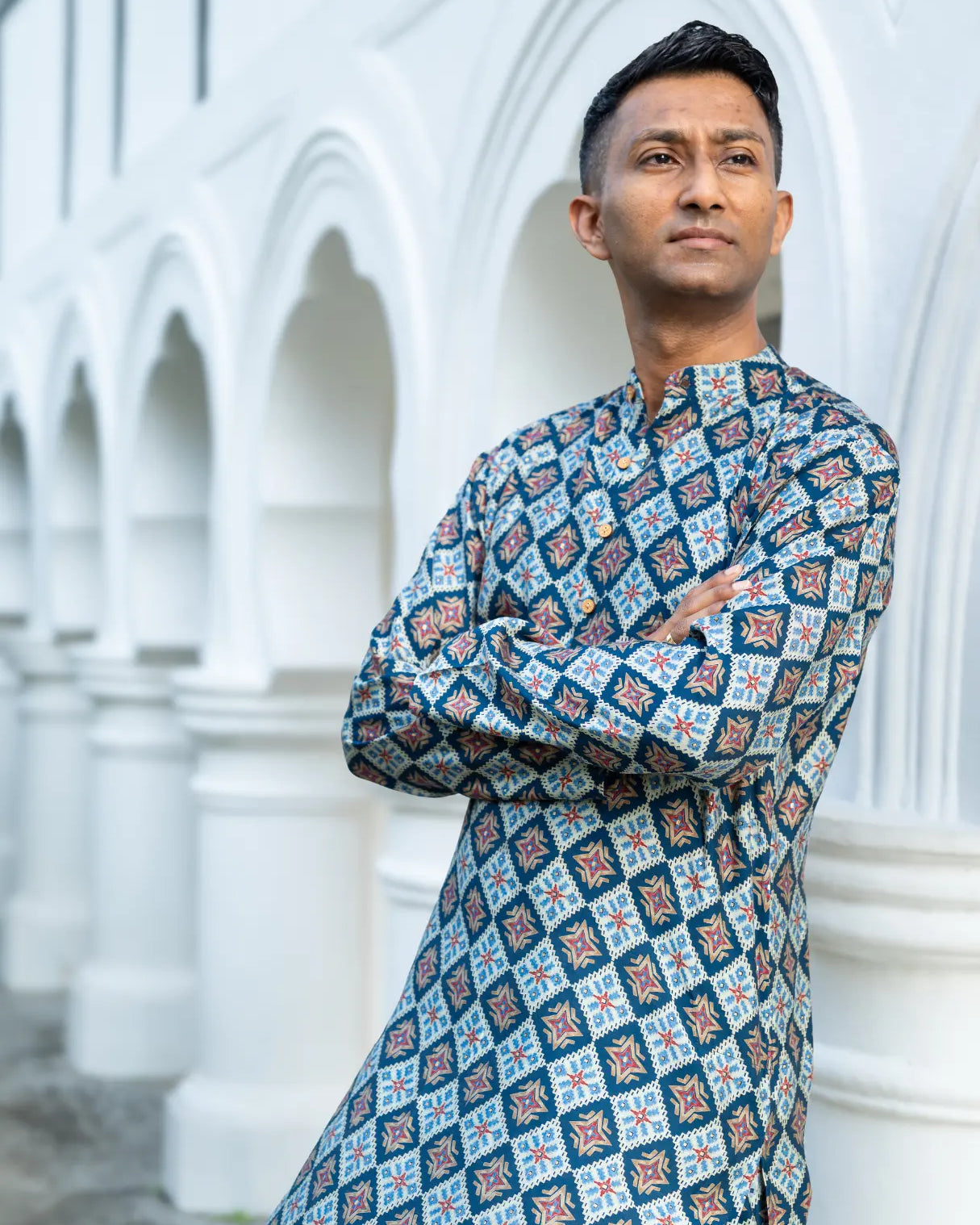 Tara Blue Men's Kurta Pajama Set in Muslin Cotton Nimbu