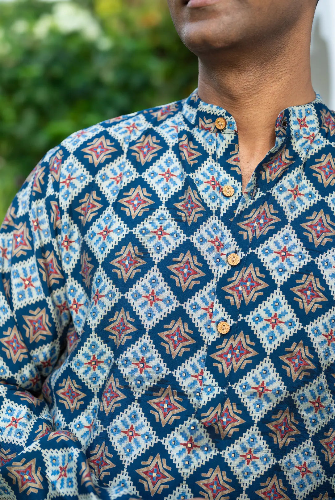 Tara Blue Men's Kurta Pajama Set in Muslin Cotton Nimbu