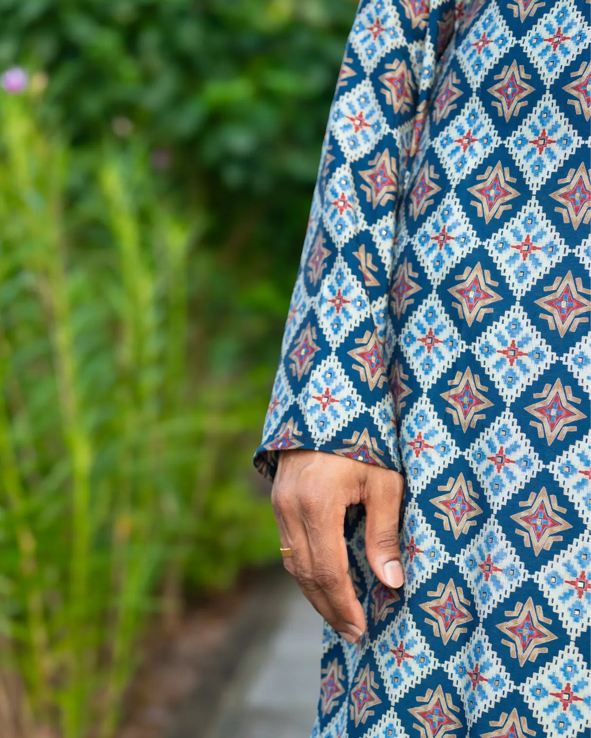 Tara Blue Men's Kurta Pajama Set in Muslin Cotton Nimbu