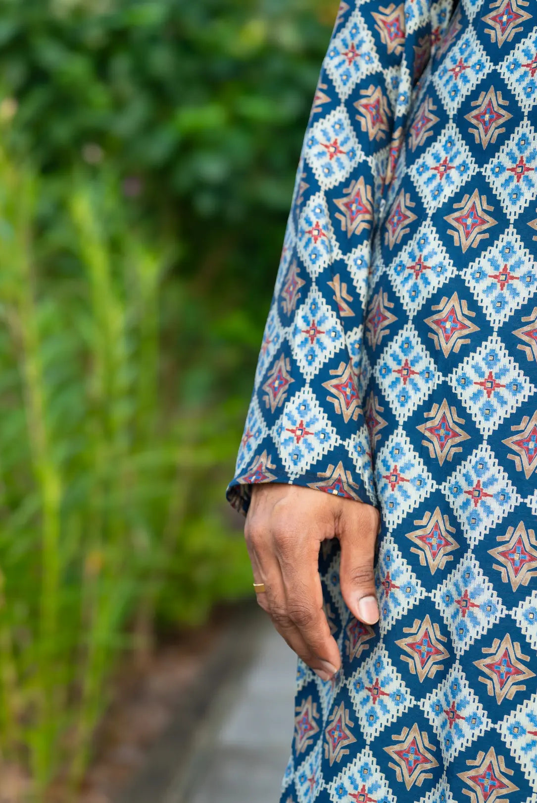 Tara Blue Men's Kurta Pajama Set in Muslin Cotton Nimbu