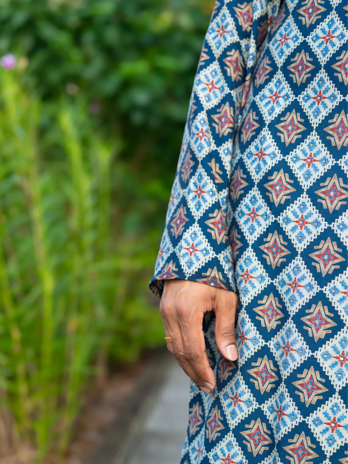 Tara Blue Men's Kurta Pajama Set in Muslin Cotton Nimbu