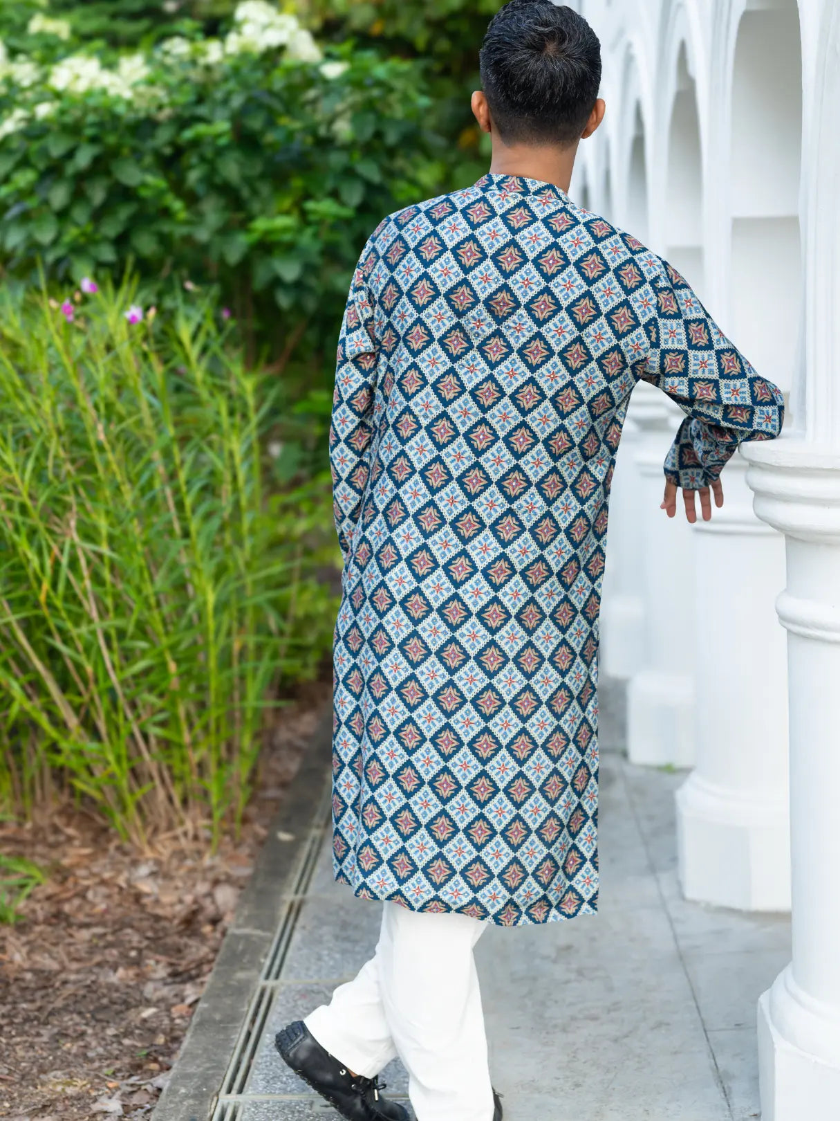 Tara Blue Men's Kurta Pajama Set in Muslin Cotton Nimbu