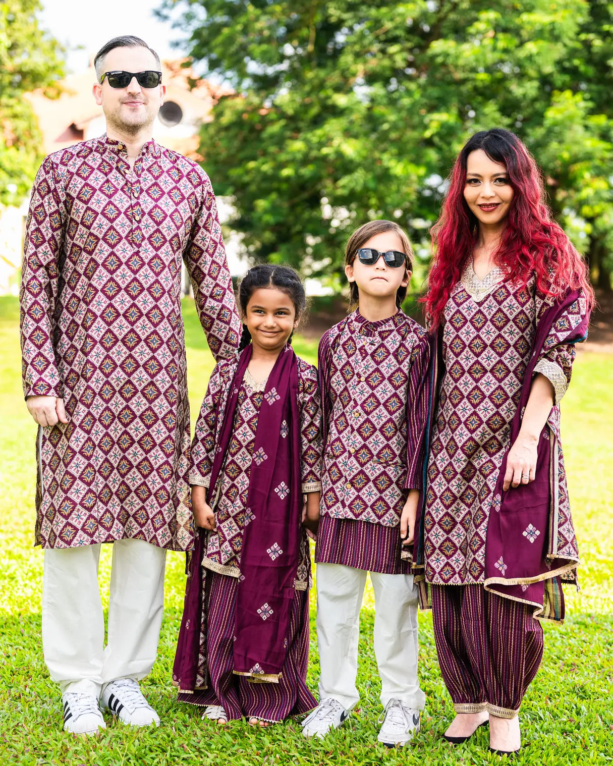 Tara Purple Girls Choga Style Kurti & Palazzo Set in Muslin Cotton Nimbu