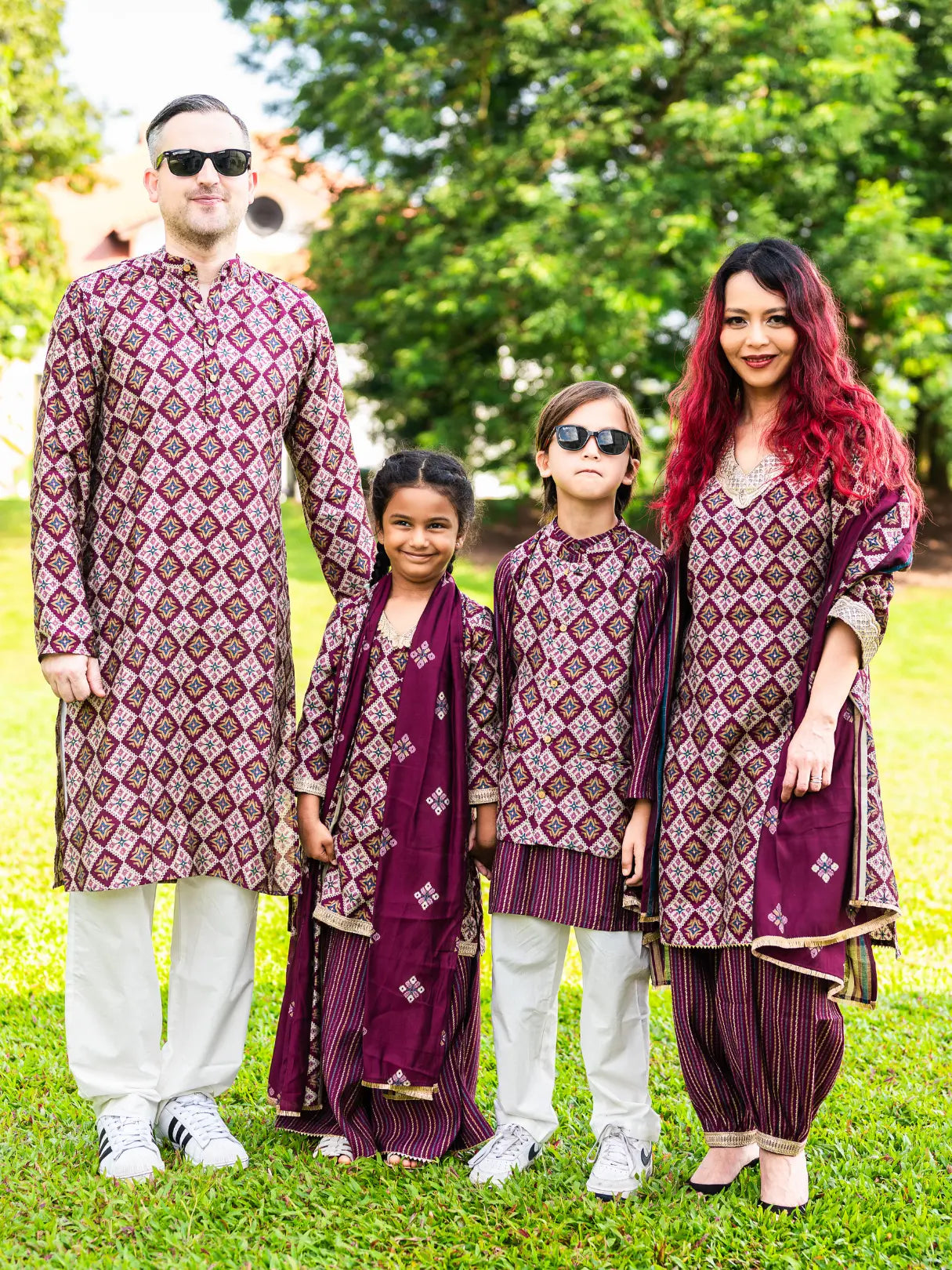 Tara Purple Girls Choga Style Kurti & Palazzo Set in Muslin Cotton Nimbu