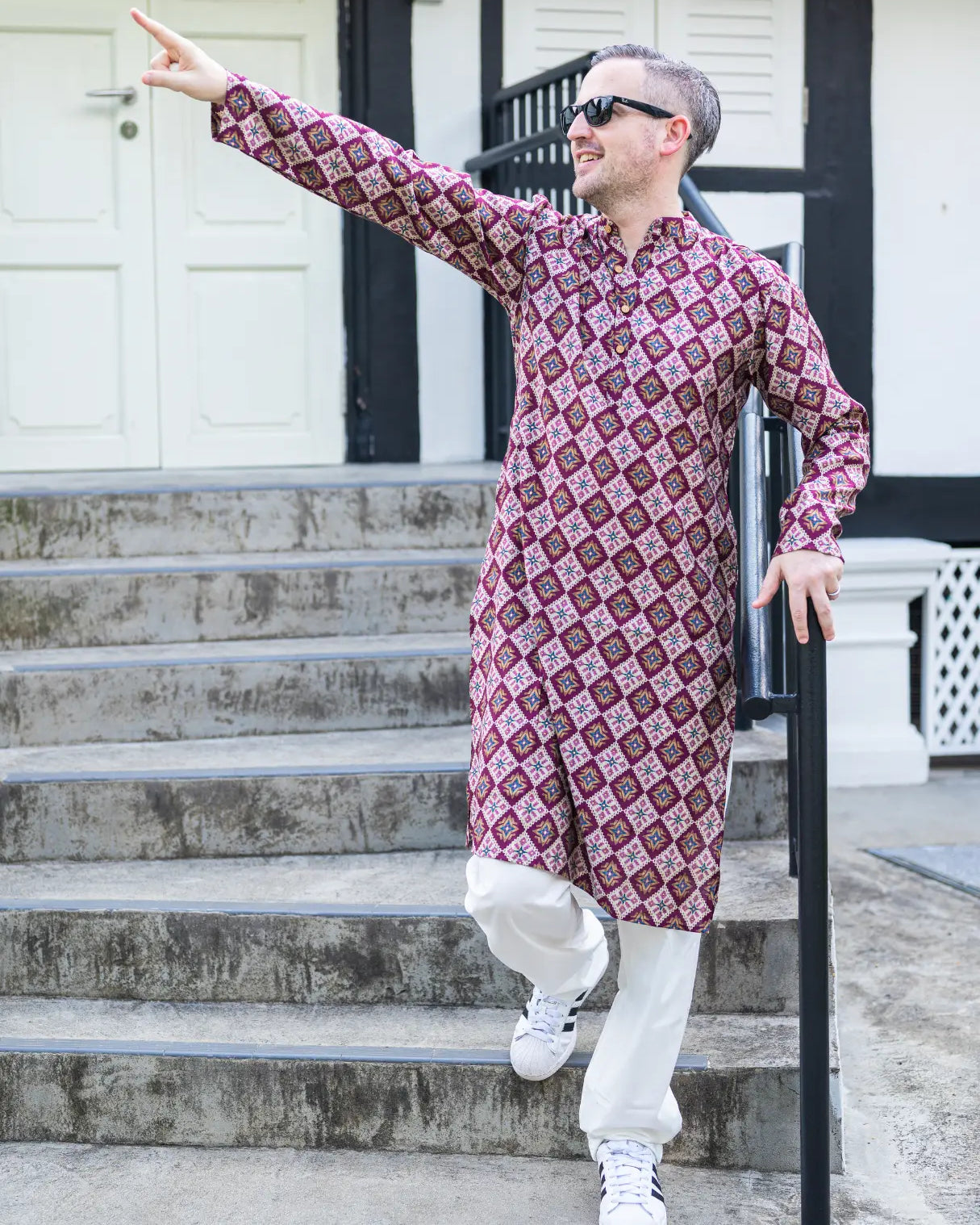 Tara Purple Men's Kurta Pajama Set in Muslin Cotton Nimbu