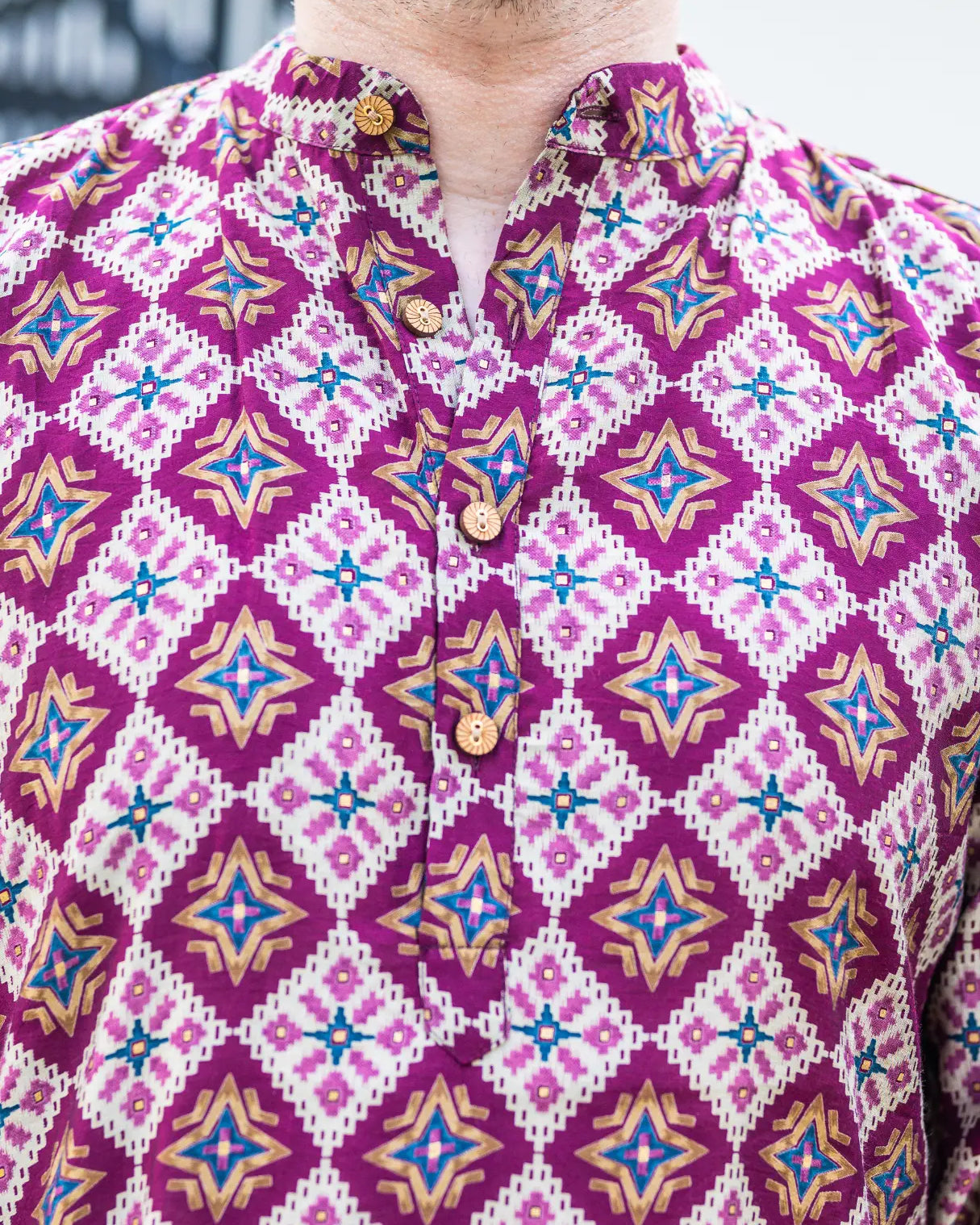 Tara Purple Men's Kurta Pajama Set in Muslin Cotton Nimbu