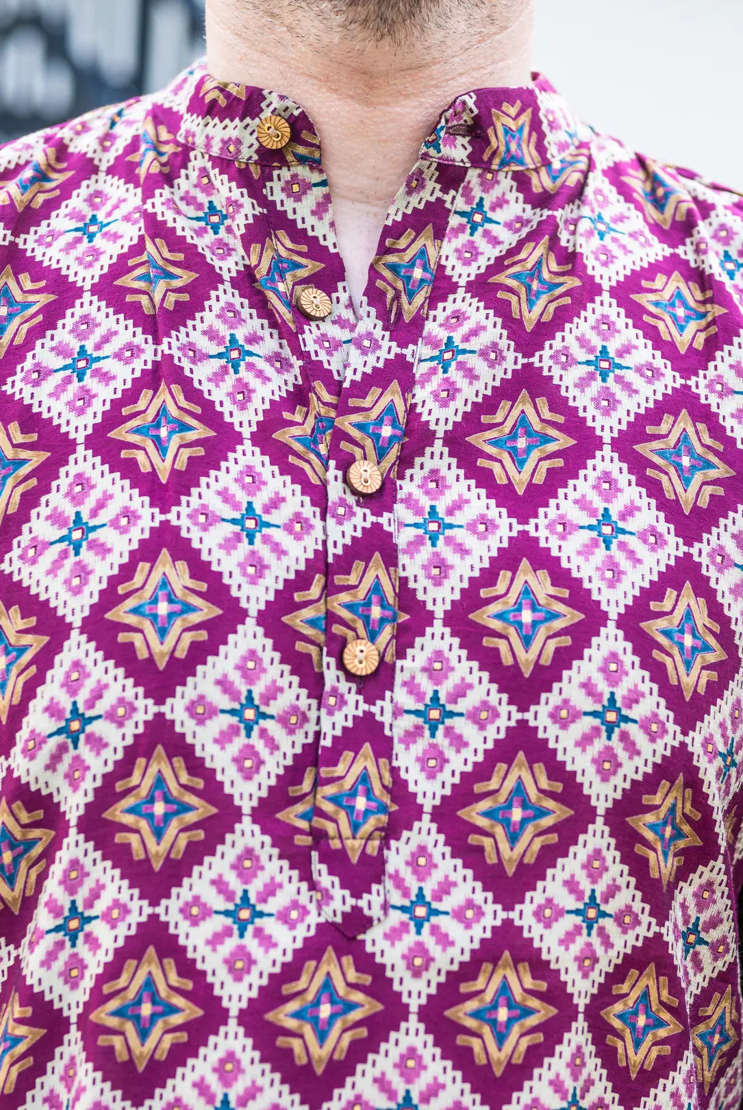 Tara Purple Men's Kurta Pajama Set in Muslin Cotton Nimbu