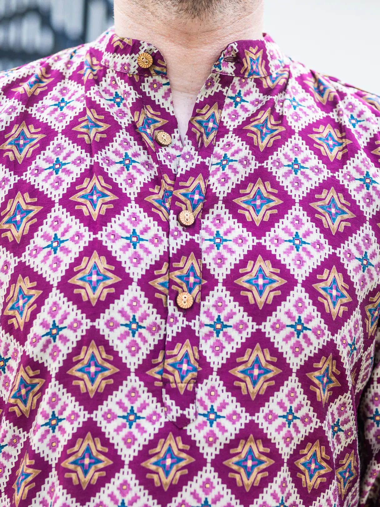 Tara Purple Men's Kurta Pajama Set in Muslin Cotton Nimbu