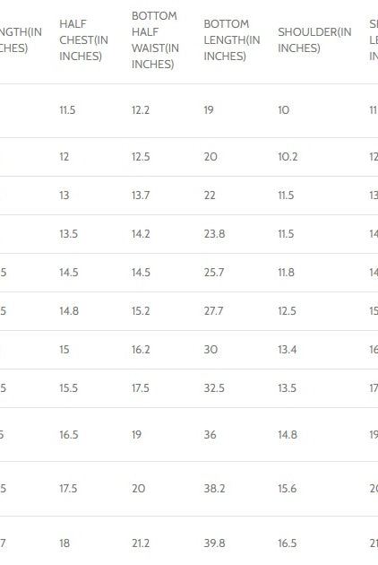 size chart zen khari print kurta for boys