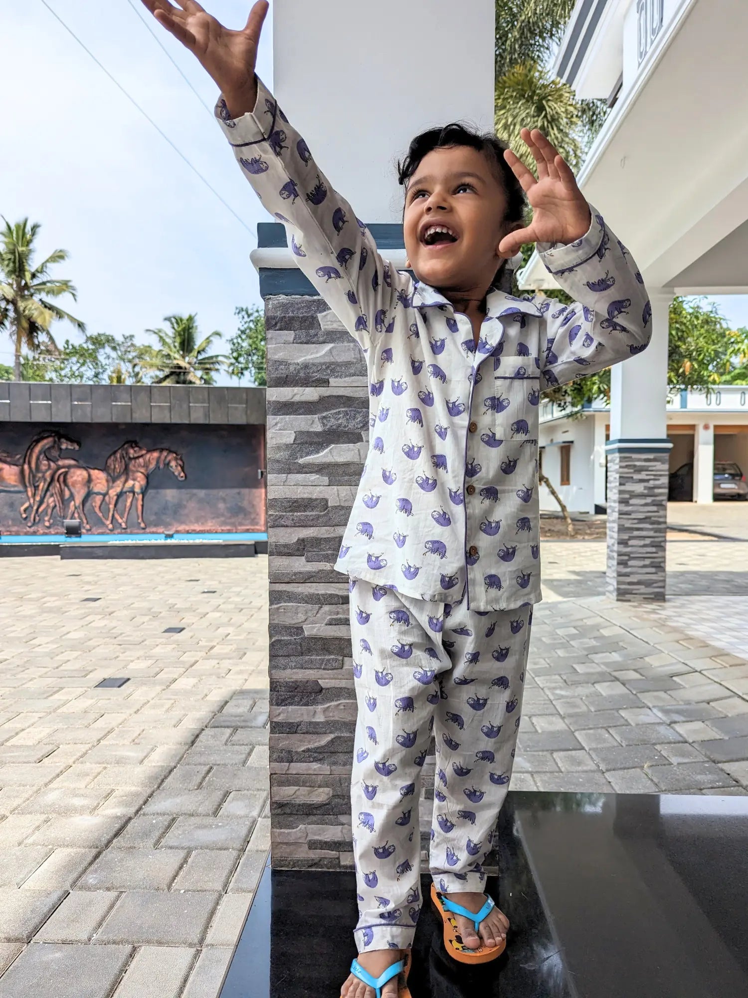 Sleepy Sloth Cotton PJ set for Kids Nimbu Kids