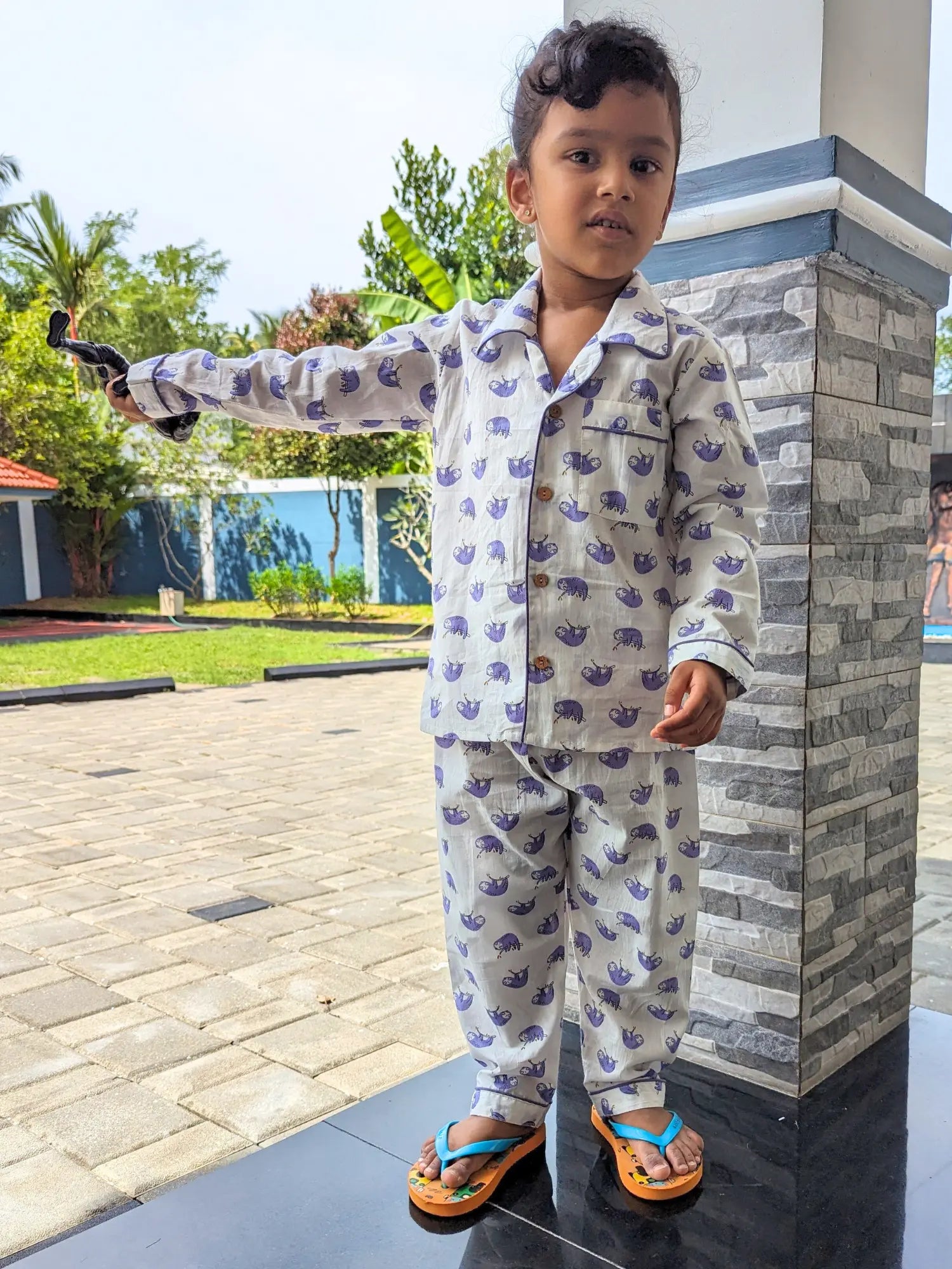 Sleepy Sloth Cotton PJ set for Kids Nimbu Kids