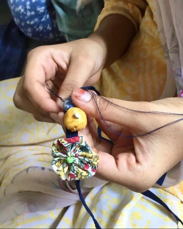 Upcycled Handmade Mirror Rakhi Nimbu Kids