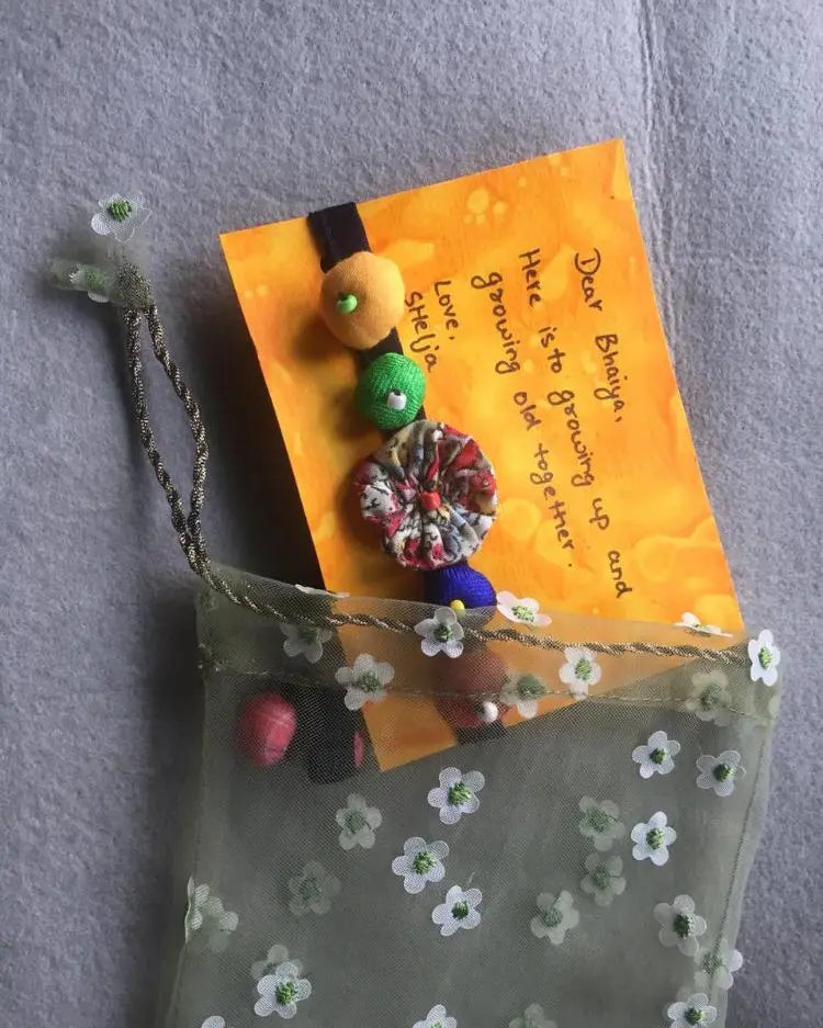 Upcycled Handmade Peach Love Rakhi Nimbu Kids